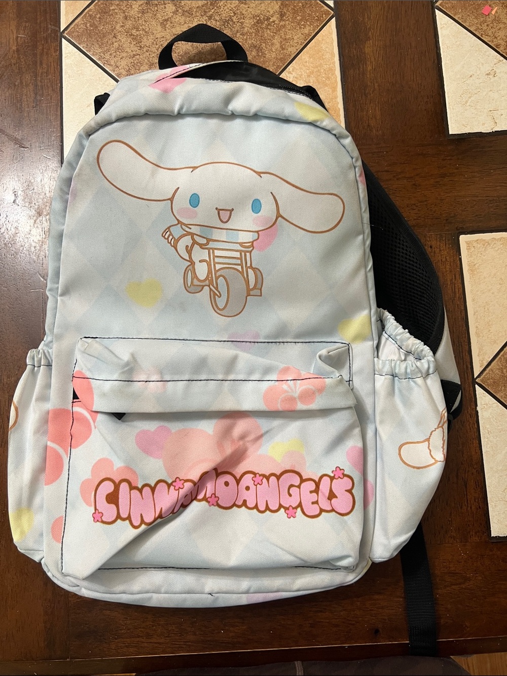 Sanrio Cinnamoroll Light Blue Backpack with Pink and Yellow Accents